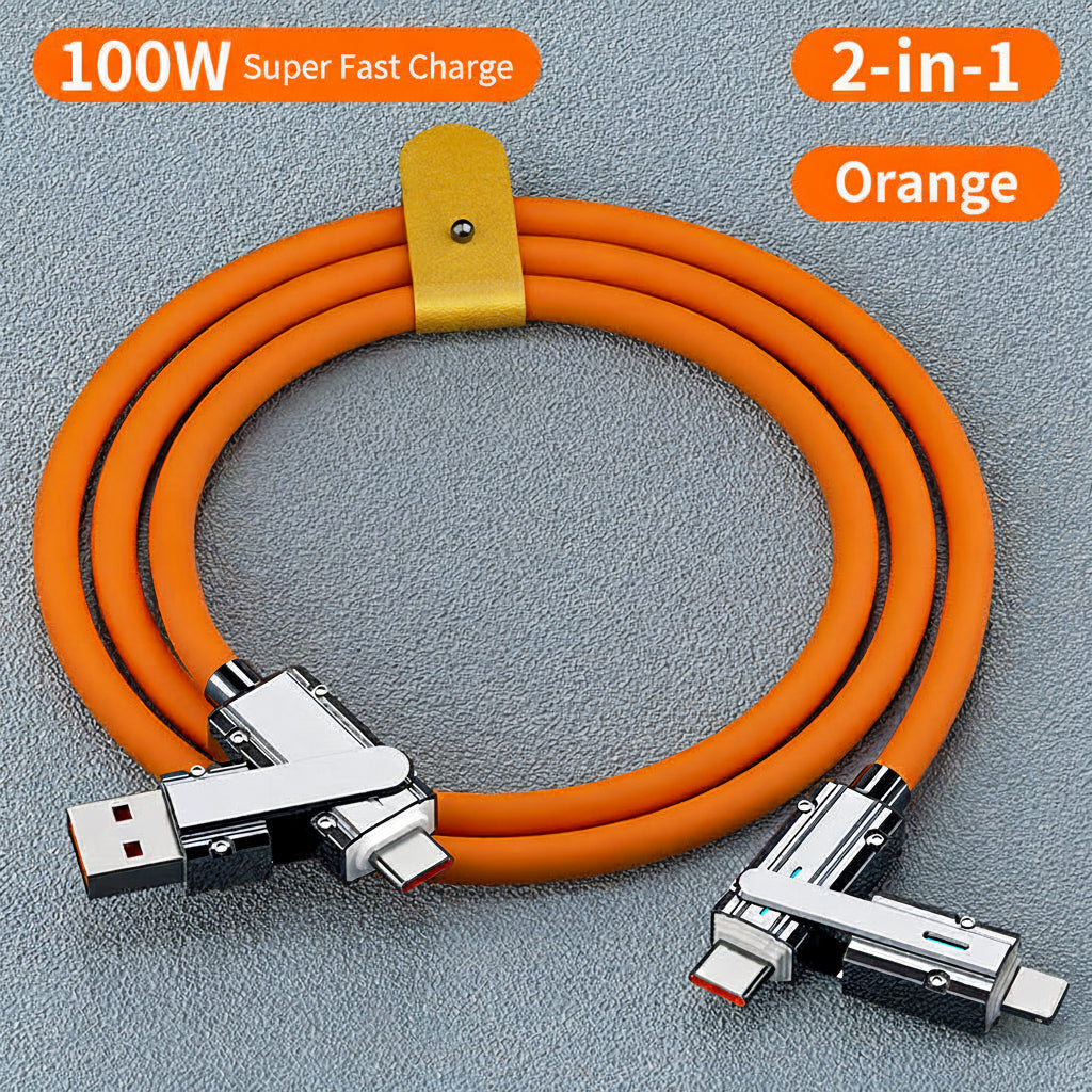 4-in-1 Cable flat lay dark background premium look – Elite Power Tech