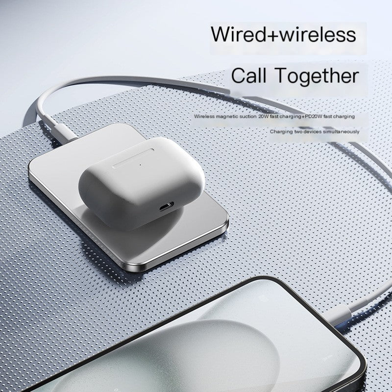 Ultra-thin MagSafe mini power bank for iPhone charging two devices simultaneously – Wired + wireless