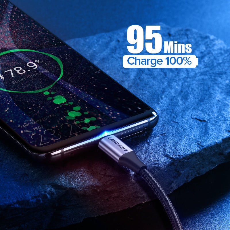 Ugreen USB-C Cable plugged into smartphone fast charging – Elite Power Tech