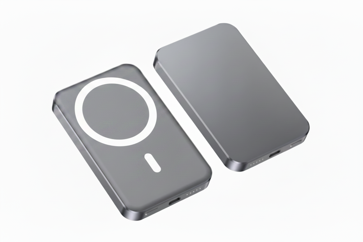 Ultra-thin MagSafe mini power bank in new gray – 5000mAh aluminum portable charger for iPhone