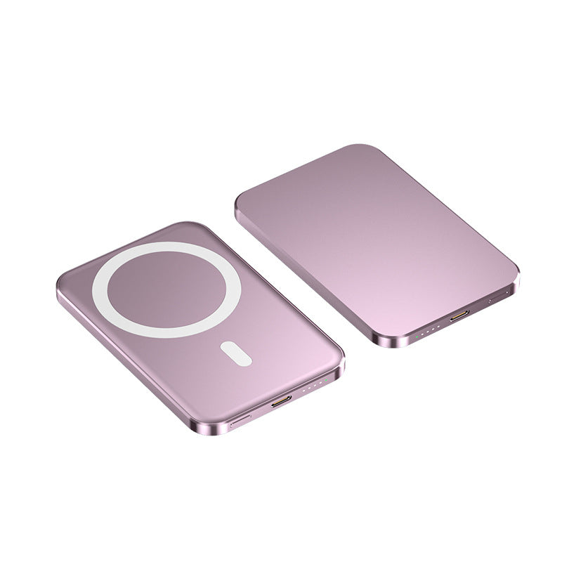 Ultra-thin MagSafe mini power bank in pink – 5000mAh aluminum portable charger for iPhone