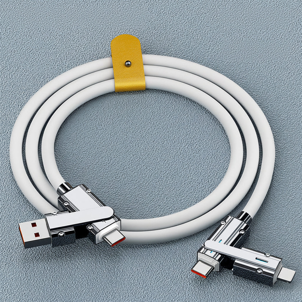 4-in-1 Cable plugged into laptop 100W power delivery – Elite Power Tech