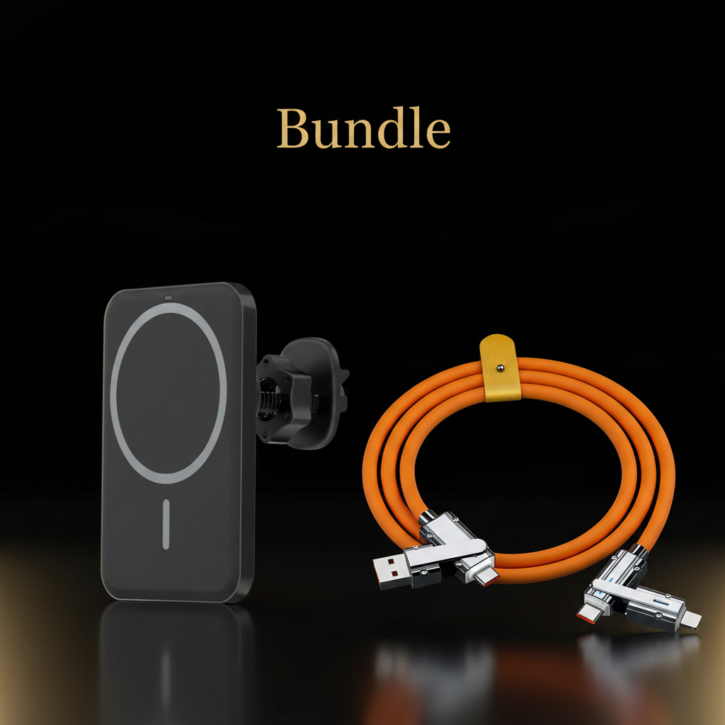 Car Kit Bundle – Magnetic Wireless Car Charger and 4-in-1 Cable set – Elite Power Tech