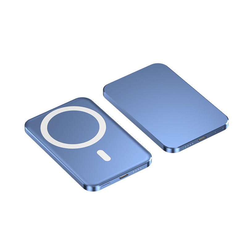 Ultra-thin MagSafe mini power bank in blue – 5000mAh aluminum portable charger for iPhone